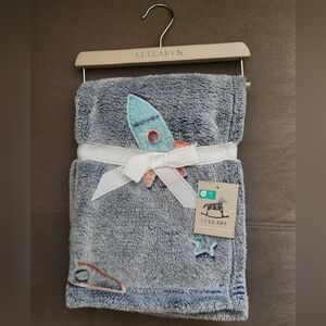 LULLABY Glow in Dark Velvet Baby Blanket -BLUE GALAXY SPACE **NEW